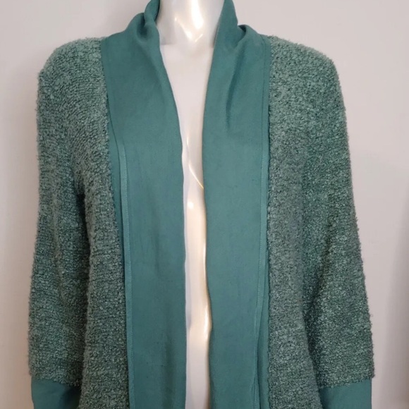 Soft Surroundings Wool Boucle Cardigan in Teal - Picture 2 of 12